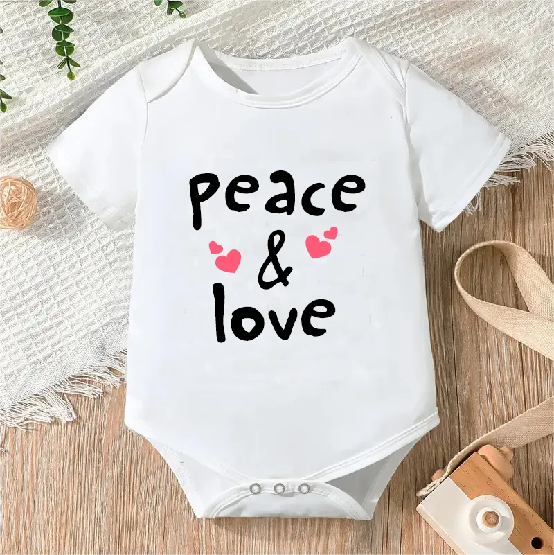 Bodysuit for Newborn Infant Jumpsuit Boys Girls Letter Print Short Sleeves Romper