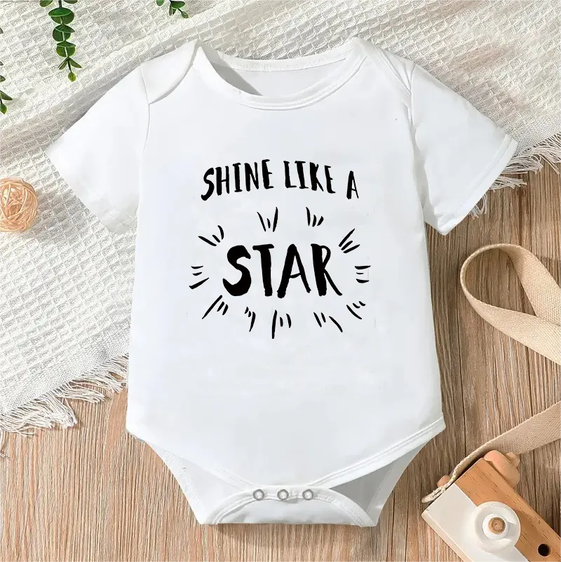 Bodysuit for Newborn Infant Jumpsuit Boys Girls Letter Print Short Sleeves Romper