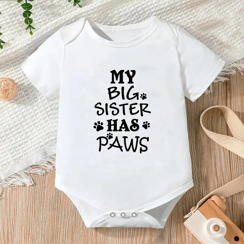 Bodysuit for Newborn Infant Jumpsuit Boys Girls Letter Print Short Sleeves Romper