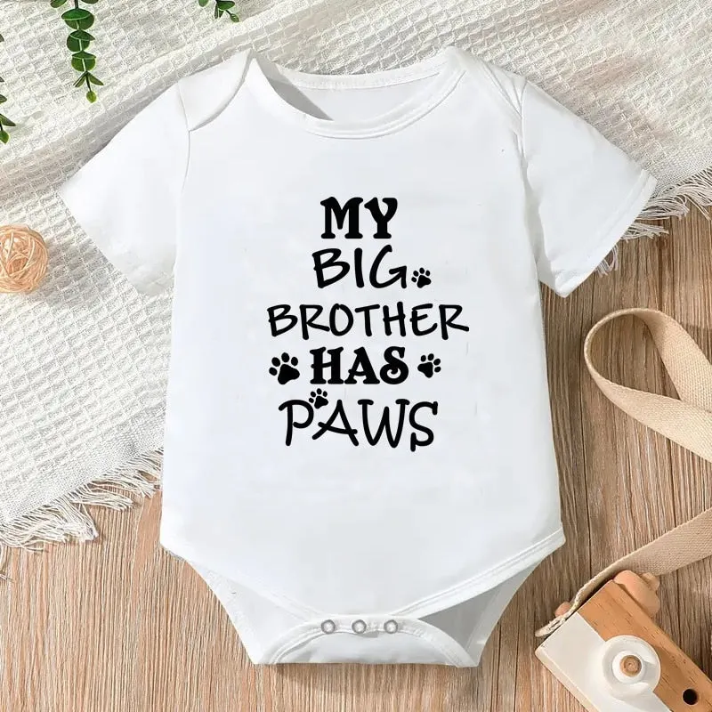 Bodysuit for Newborn Infant Jumpsuit Boys Girls Letter Print Short Sleeves Romper