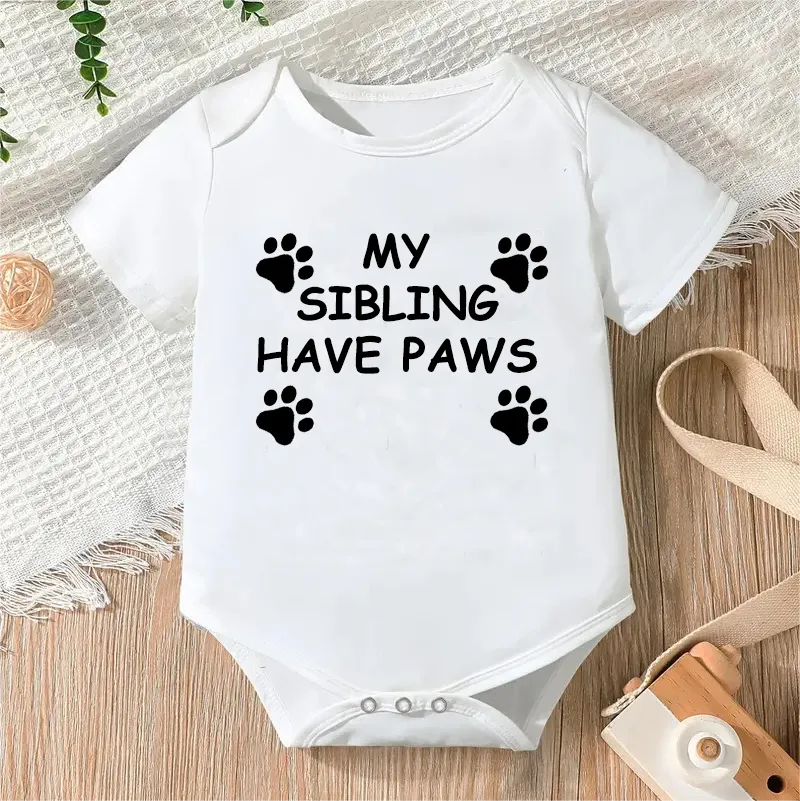Bodysuit for Newborn Infant Jumpsuit Boys Girls Letter Print Short Sleeves Romper