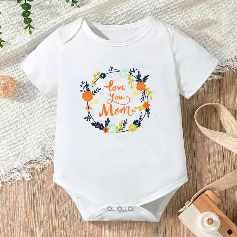 Bodysuit for Newborn Infant Jumpsuit Boys Girls Letter Print Short Sleeves Romper