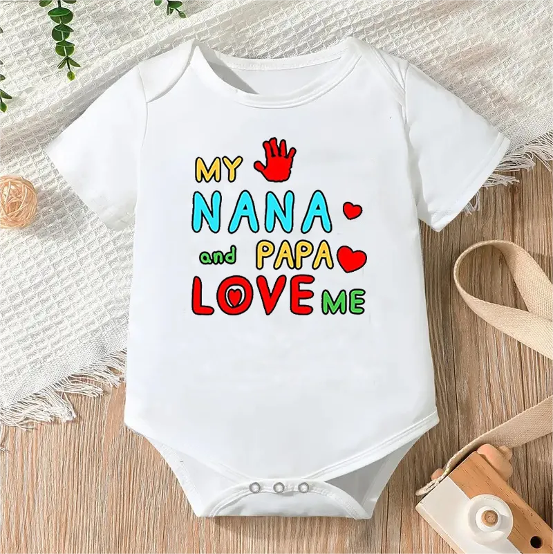 Bodysuit for Newborn Infant Jumpsuit Boys Girls Letter Print Short Sleeves Romper