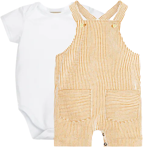 Bodysuit W/Suede Striped Overalls