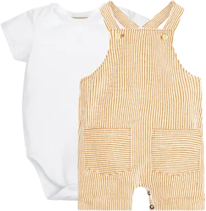 Bodysuit W/Suede Striped Overalls