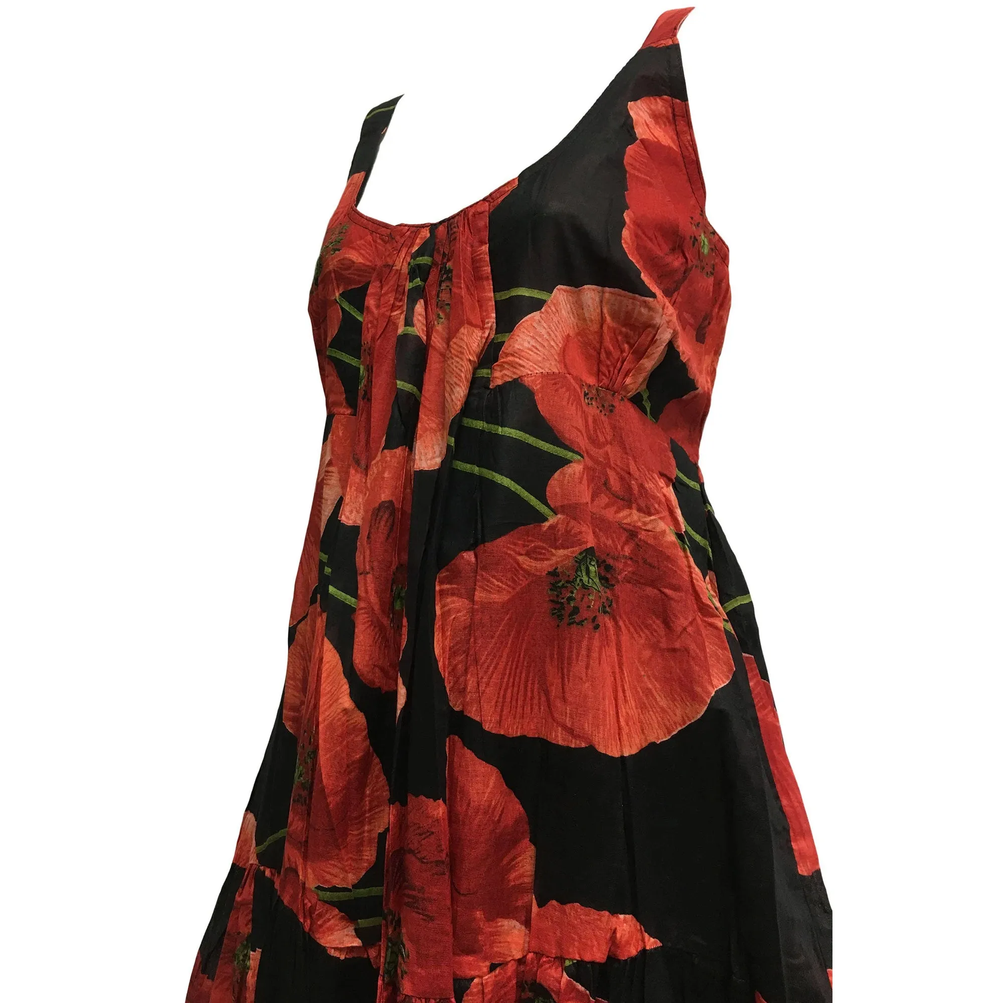 Boho Fine pure Cotton Sleeveless Floral Tiered Long Tank Cami Sima maxi Dress