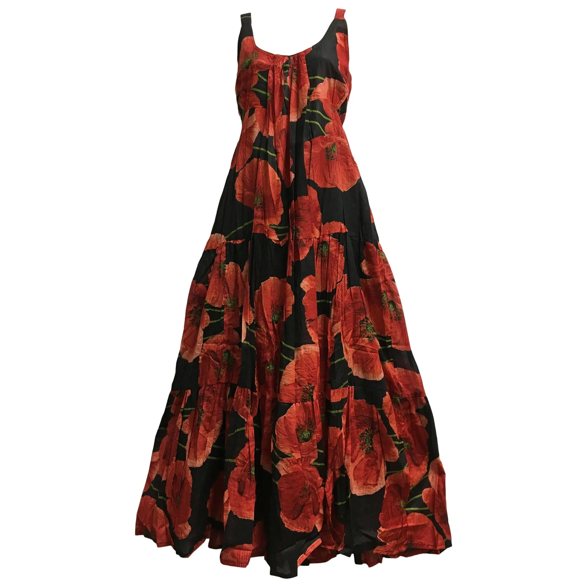 Boho Fine pure Cotton Sleeveless Floral Tiered Long Tank Cami Sima maxi Dress