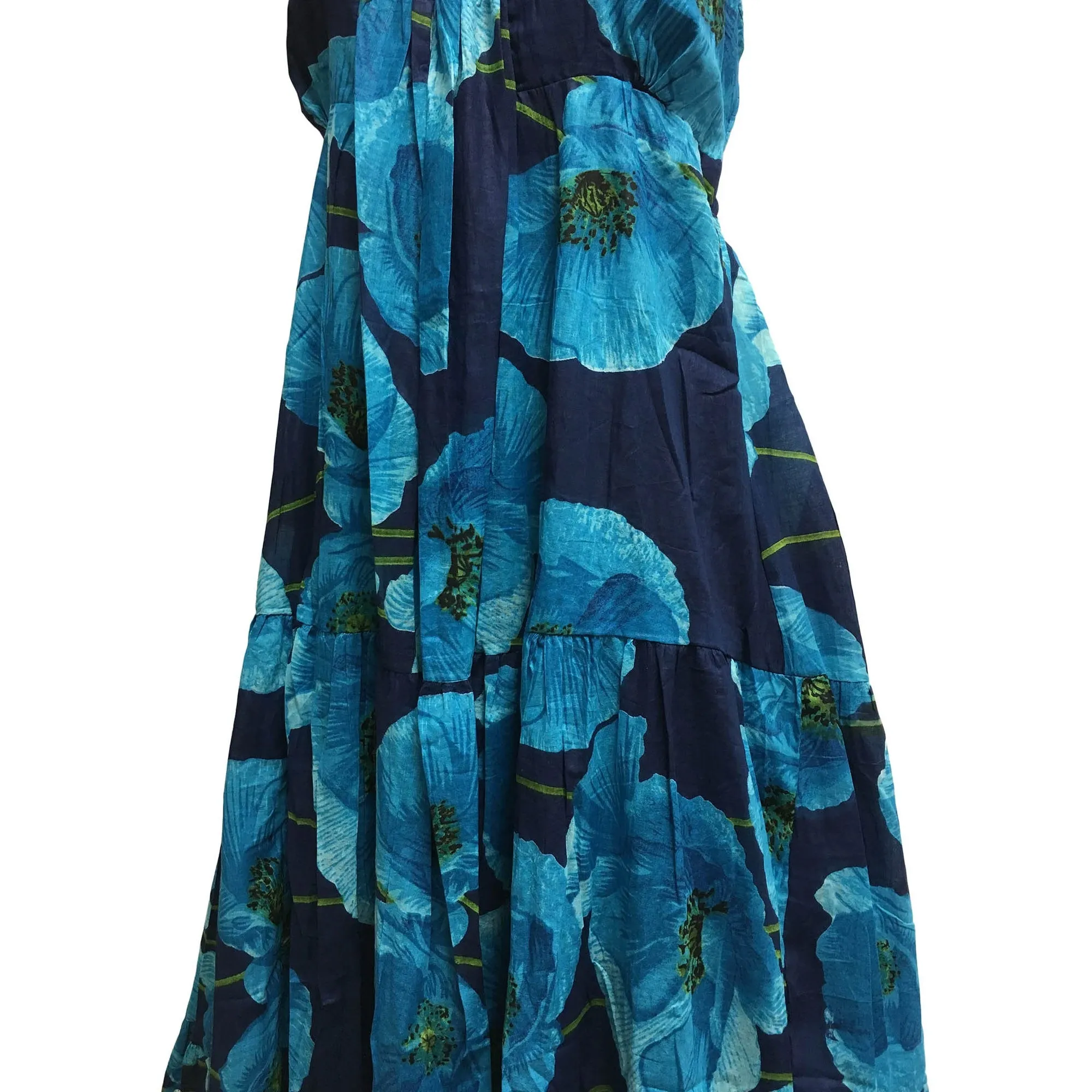 Boho Fine pure Cotton Sleeveless Floral Tiered Long Tank Cami Sima maxi Dress