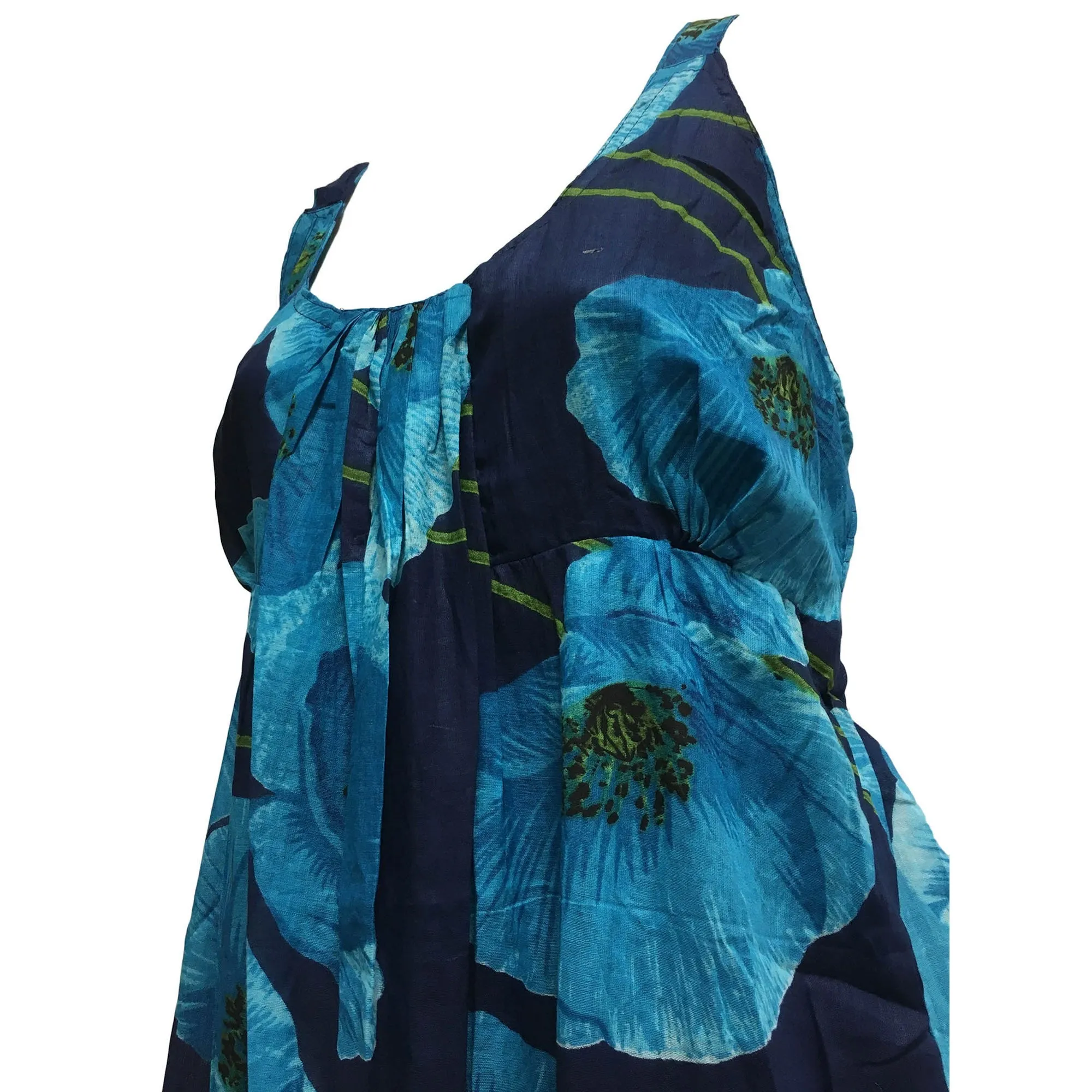 Boho Fine pure Cotton Sleeveless Floral Tiered Long Tank Cami Sima maxi Dress