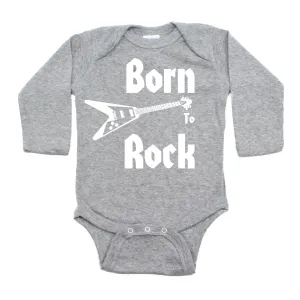 Born to Rock Electric Guitar Rockstar Long Sleeve Baby Infant Bodysuit