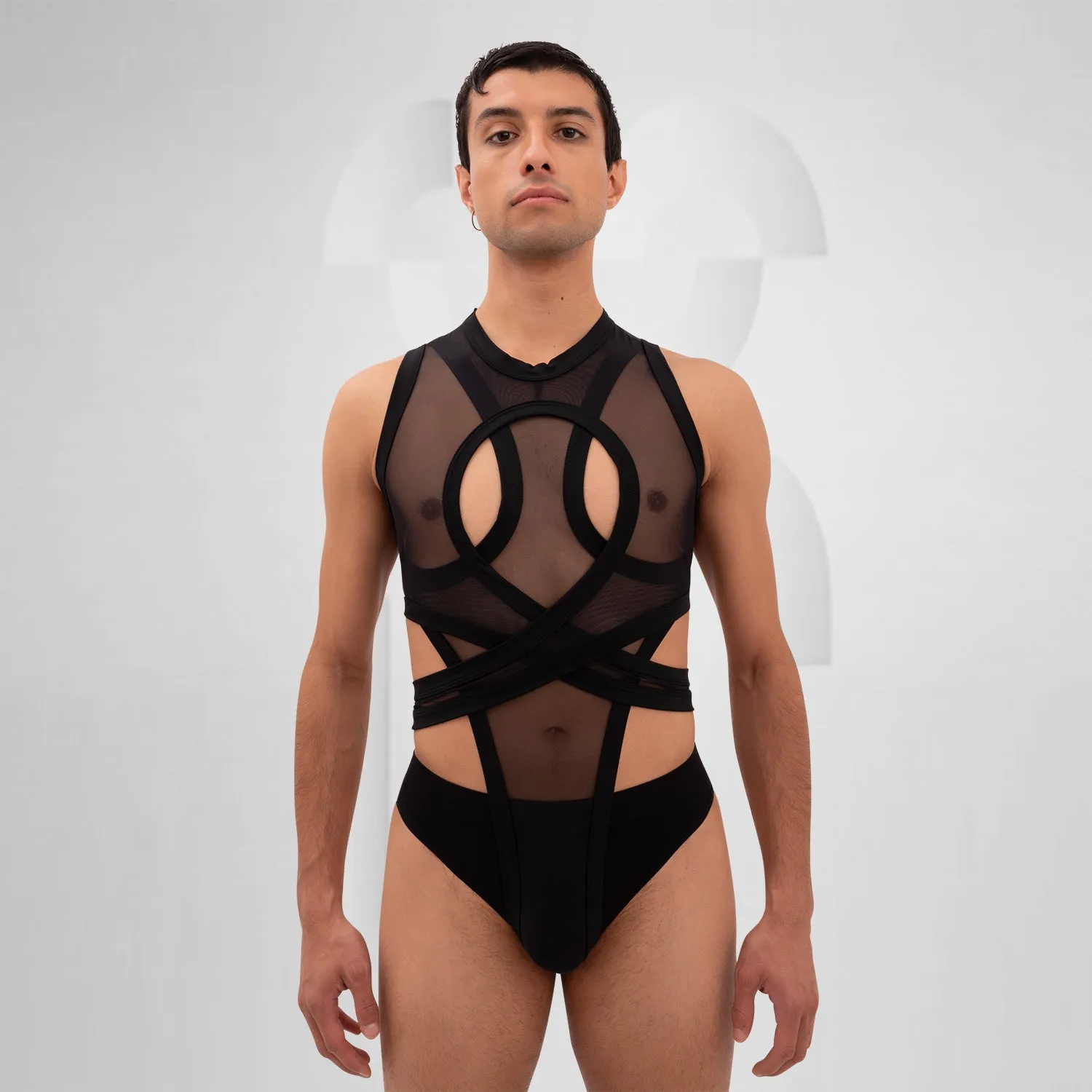 Bound Gender-Neutral Mesh Bodysuit