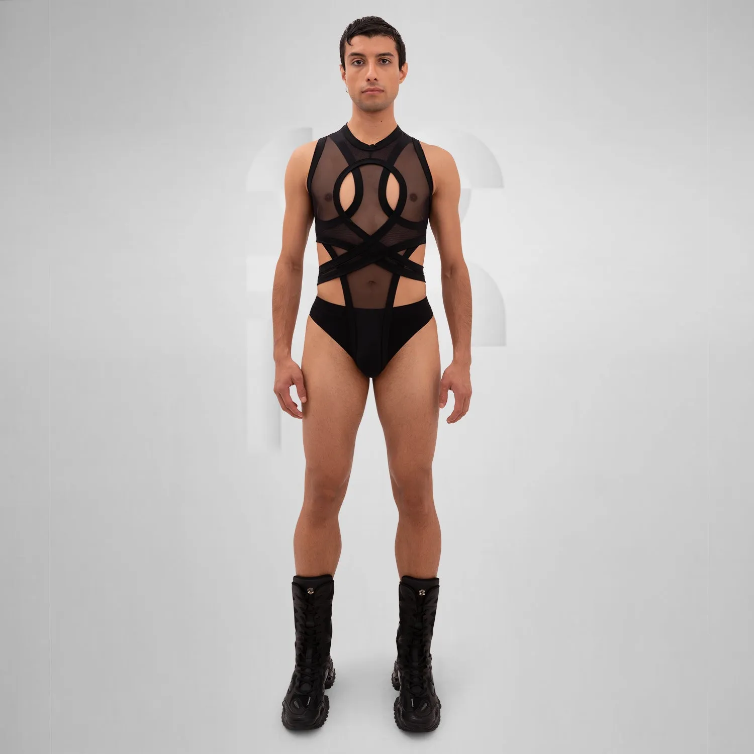 Bound Gender-Neutral Mesh Bodysuit