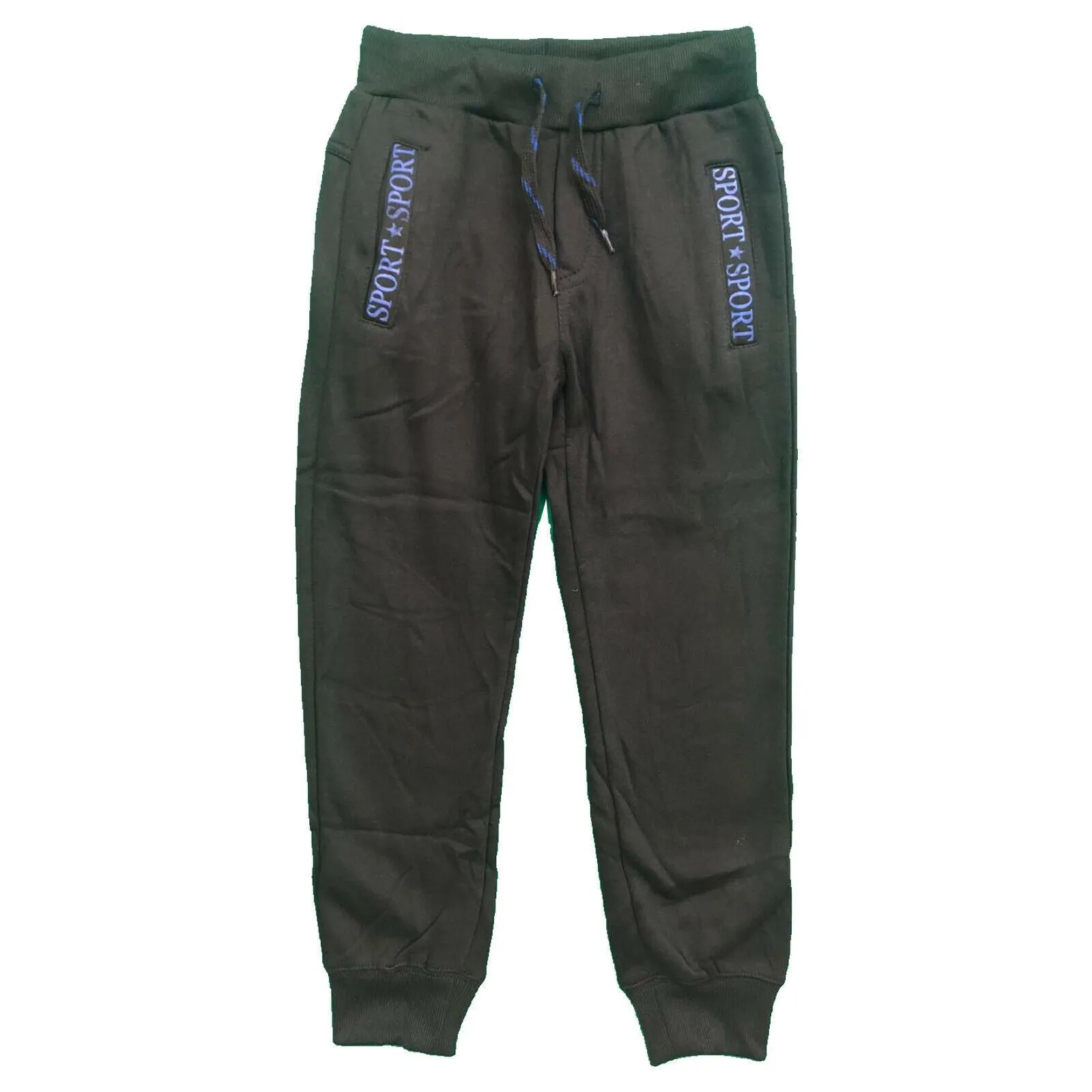 Boys Kids Plain Jogging Sports Tracksuit Bottoms Fleece Winter Joggers Warm