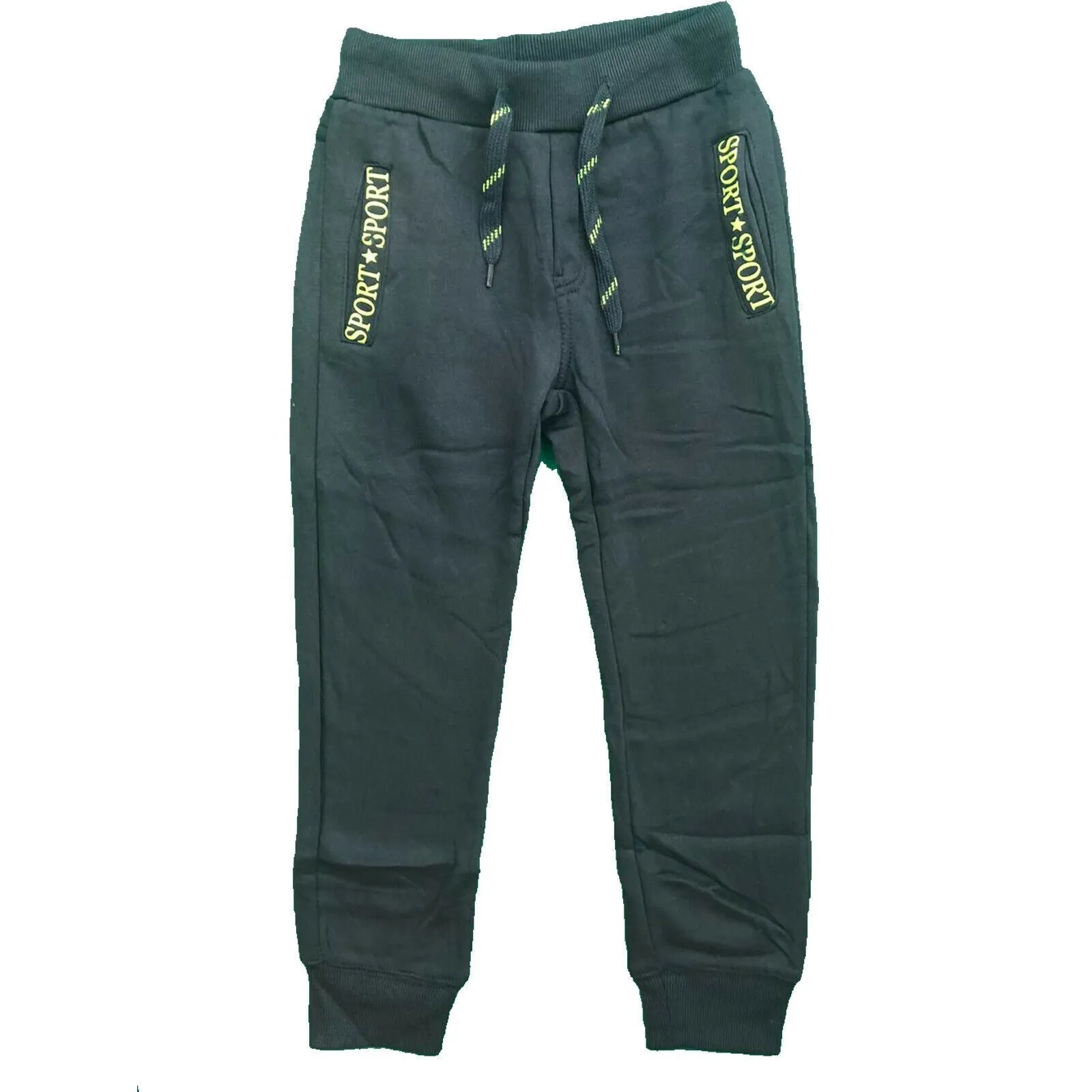 Boys Kids Plain Jogging Sports Tracksuit Bottoms Fleece Winter Joggers Warm