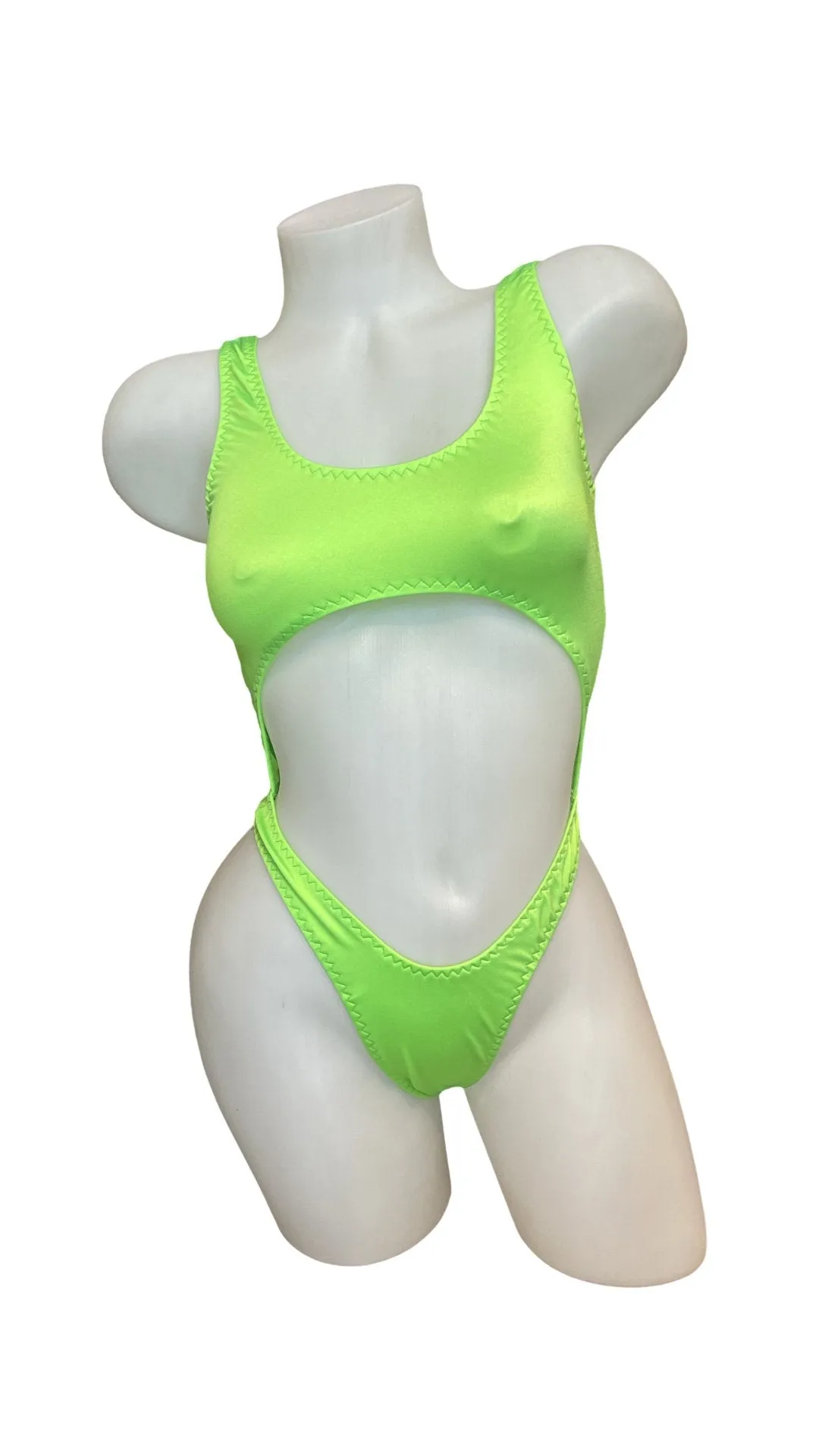 Bralette Top Thong Back Bodysuit Neon Green