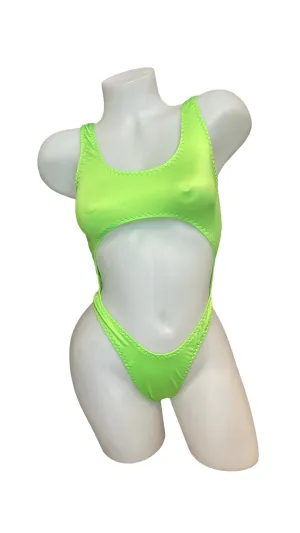 Bralette Top Thong Back Bodysuit Neon Green