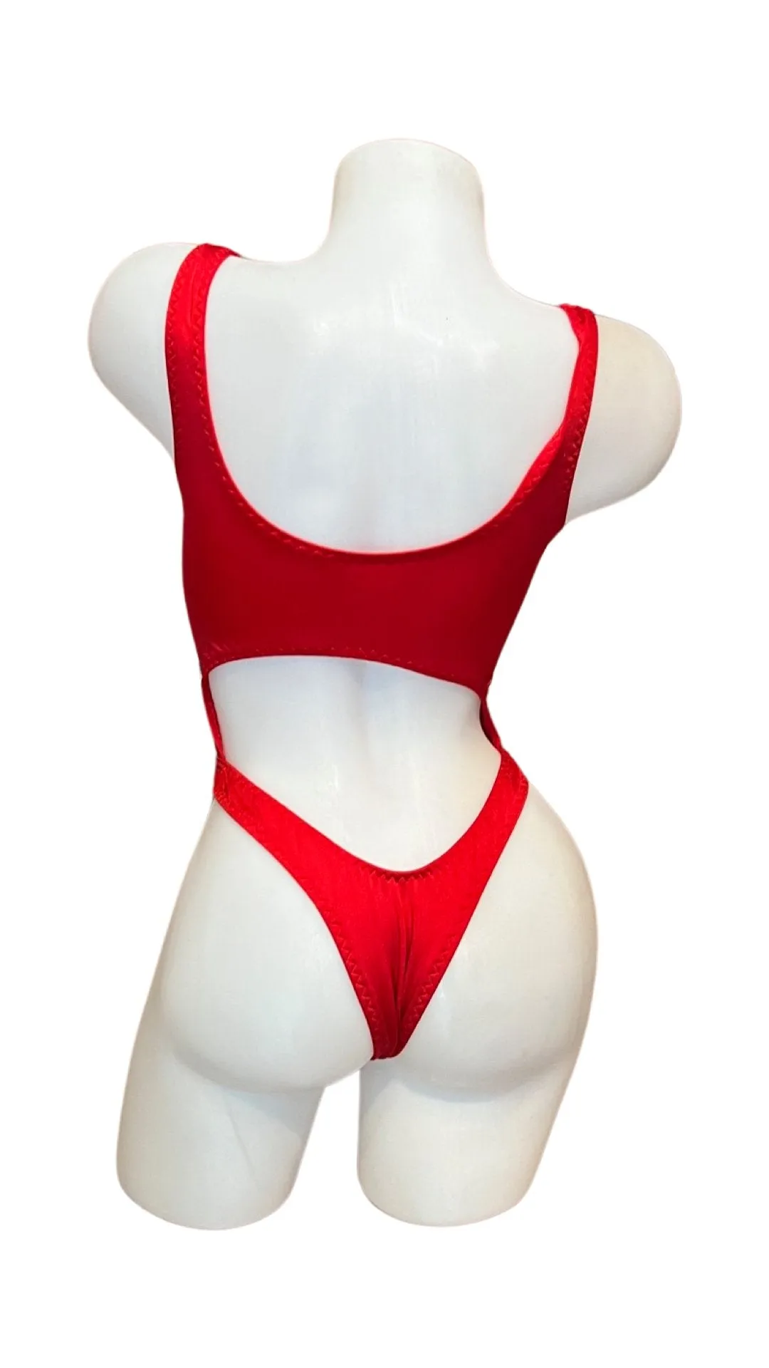 Bralette Top Thong Back Bodysuit Red
