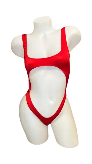 Bralette Top Thong Back Bodysuit Red