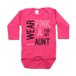 Breast Cancer Awareness I Wear Pink For My Aunt Long Sleeve Infant Bodysuit