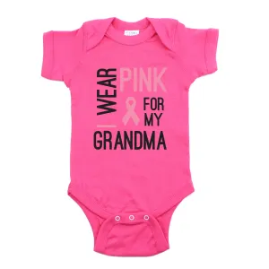 Breast Cancer Awareness I Wear Pink For My Grandma Short Sleeve Infant Bodysuit