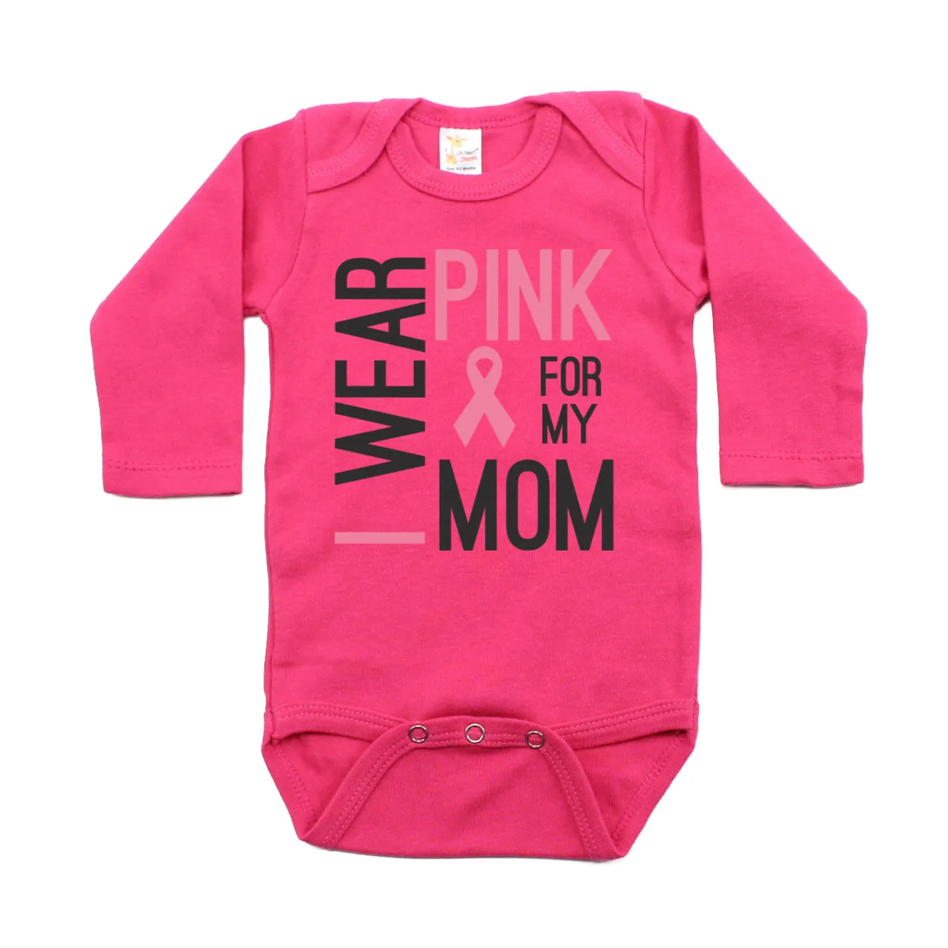 Breast Cancer Awareness I Wear Pink For My Mom Long Sleeve Infant Bodysuit