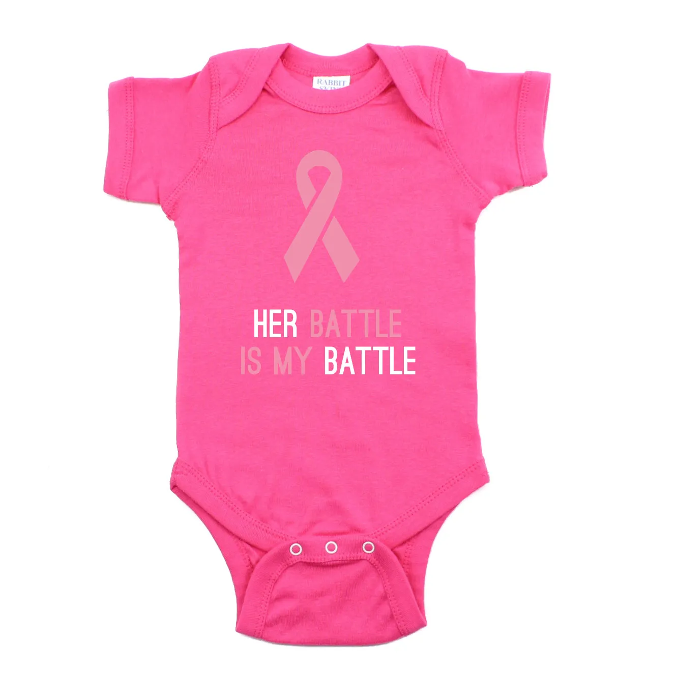 Breast Cancer Awareness Pink Her Battle Is My Battle Short Sleeve Infant Bodysuit