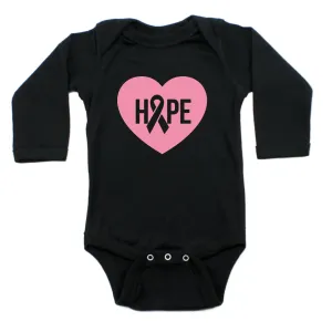 Breast Cancer Awareness Pink Hope Heart Long Sleeve Infant Bodysuit