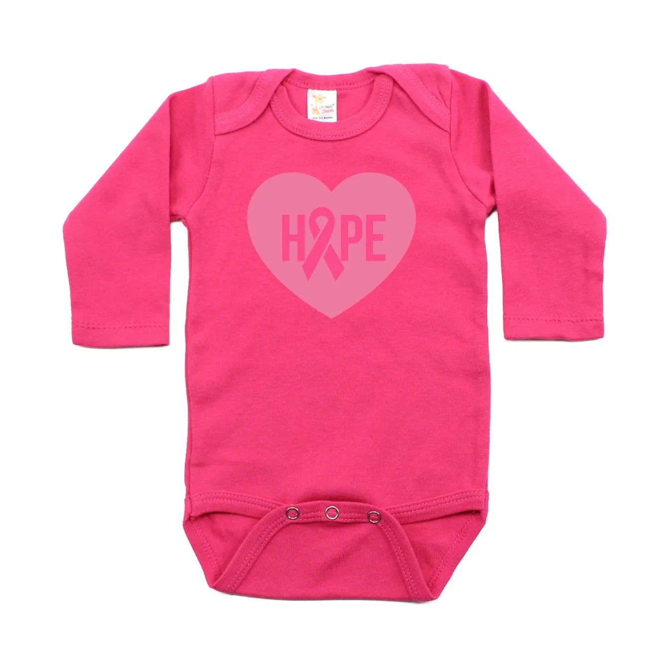 Breast Cancer Awareness Pink Hope Heart Long Sleeve Infant Bodysuit
