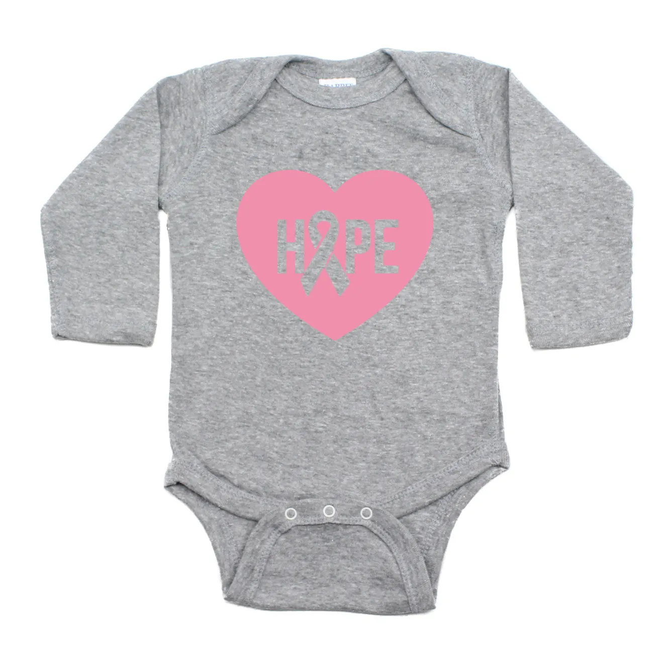 Breast Cancer Awareness Pink Hope Heart Long Sleeve Infant Bodysuit