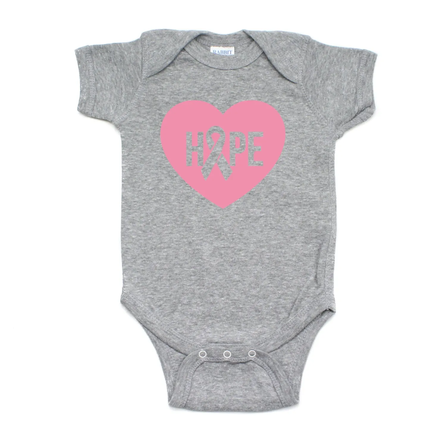 Breast Cancer Awareness Pink Hope Heart Short Sleeve Infant Bodysuit