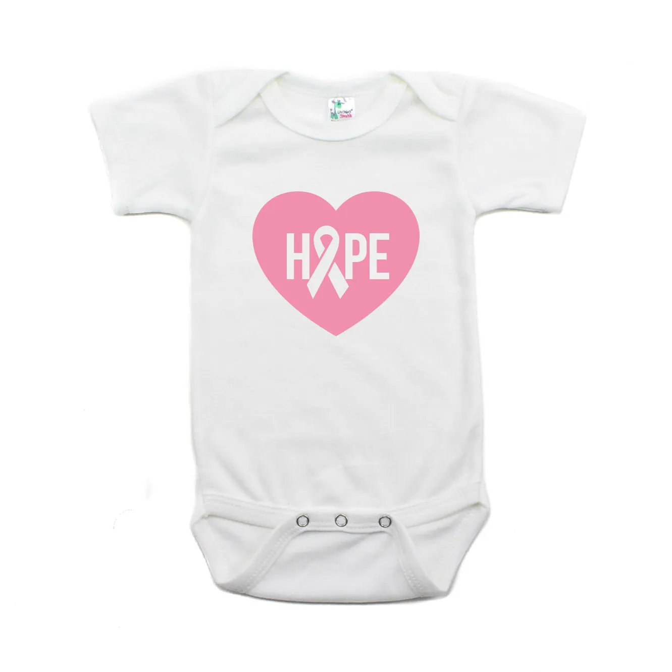 Breast Cancer Awareness Pink Hope Heart Short Sleeve Infant Bodysuit