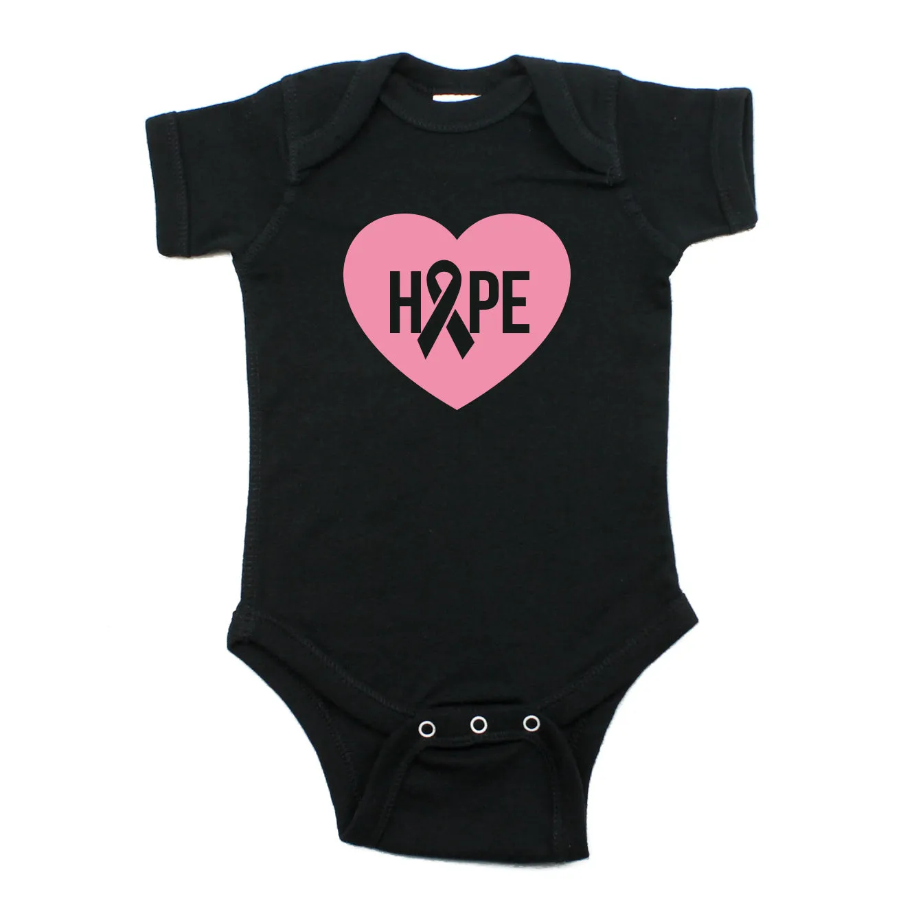 Breast Cancer Awareness Pink Hope Heart Short Sleeve Infant Bodysuit