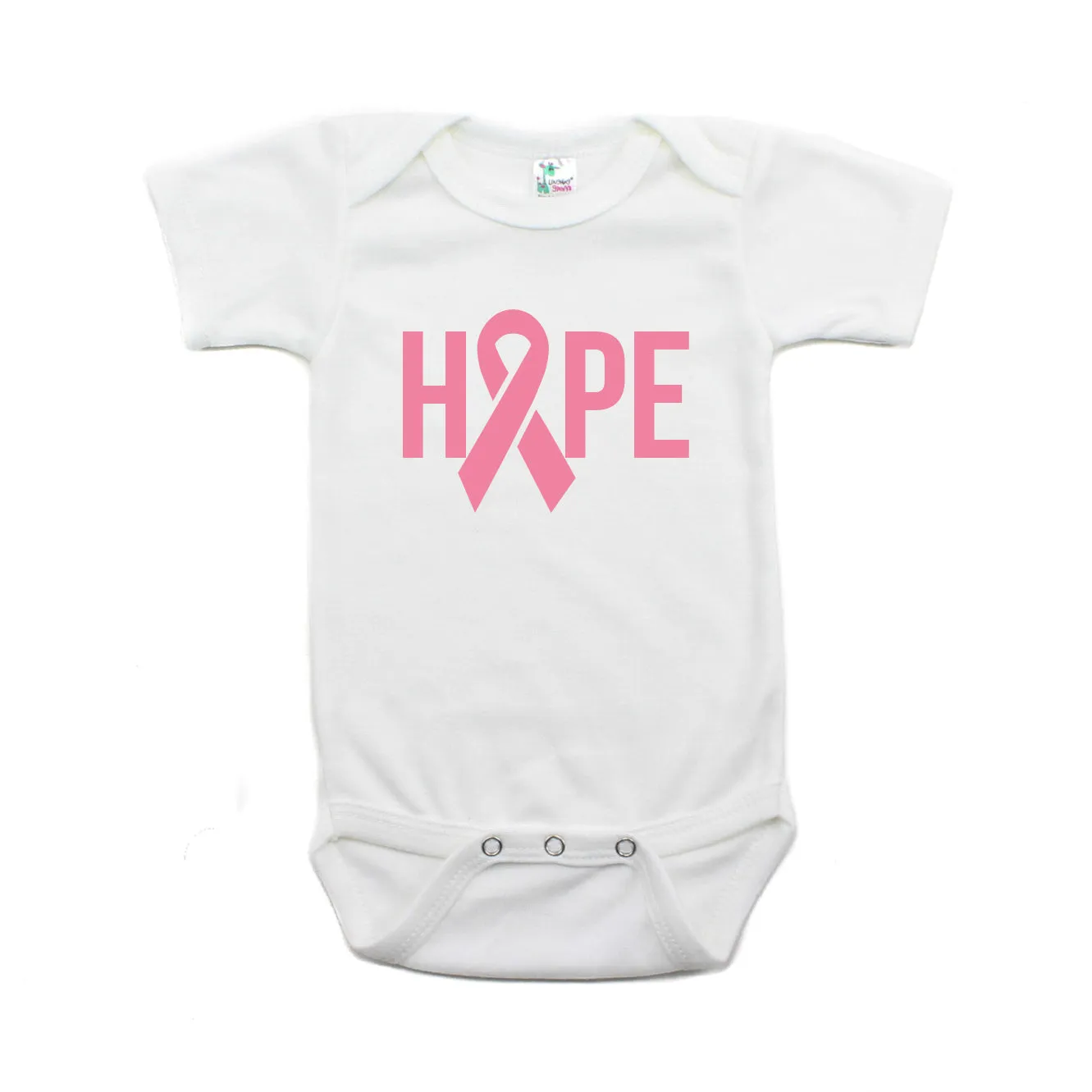 Breast Cancer Awareness Pink Hope Ribbon Short Sleeve Infant Bodysuit