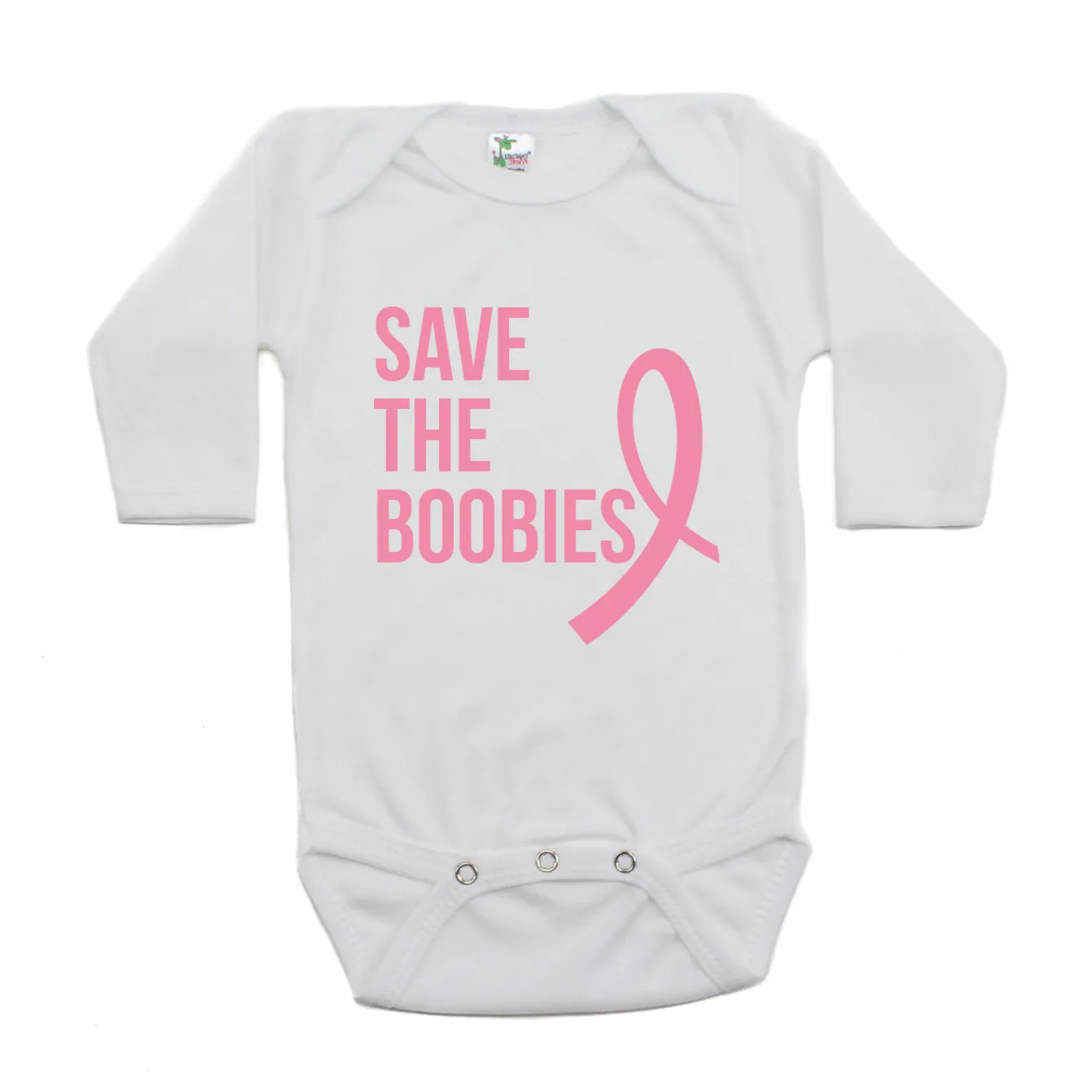Breast Cancer Awareness Pink Save The Boobies Long Sleeve Infant Bodysuit