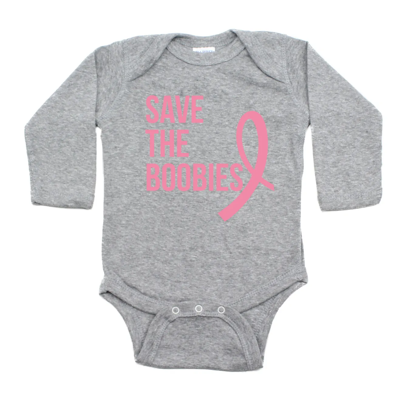 Breast Cancer Awareness Pink Save The Boobies Long Sleeve Infant Bodysuit