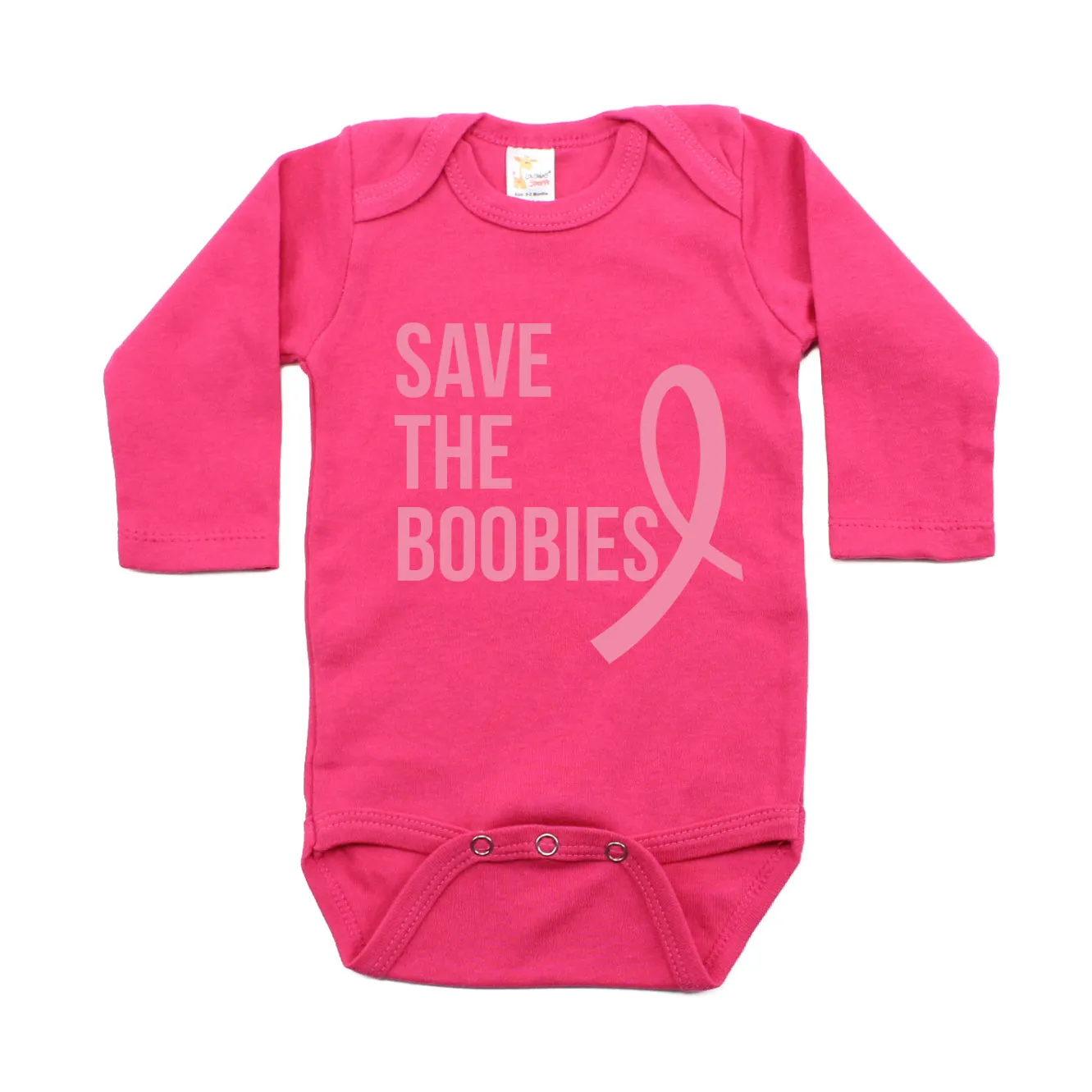 Breast Cancer Awareness Pink Save The Boobies Long Sleeve Infant Bodysuit