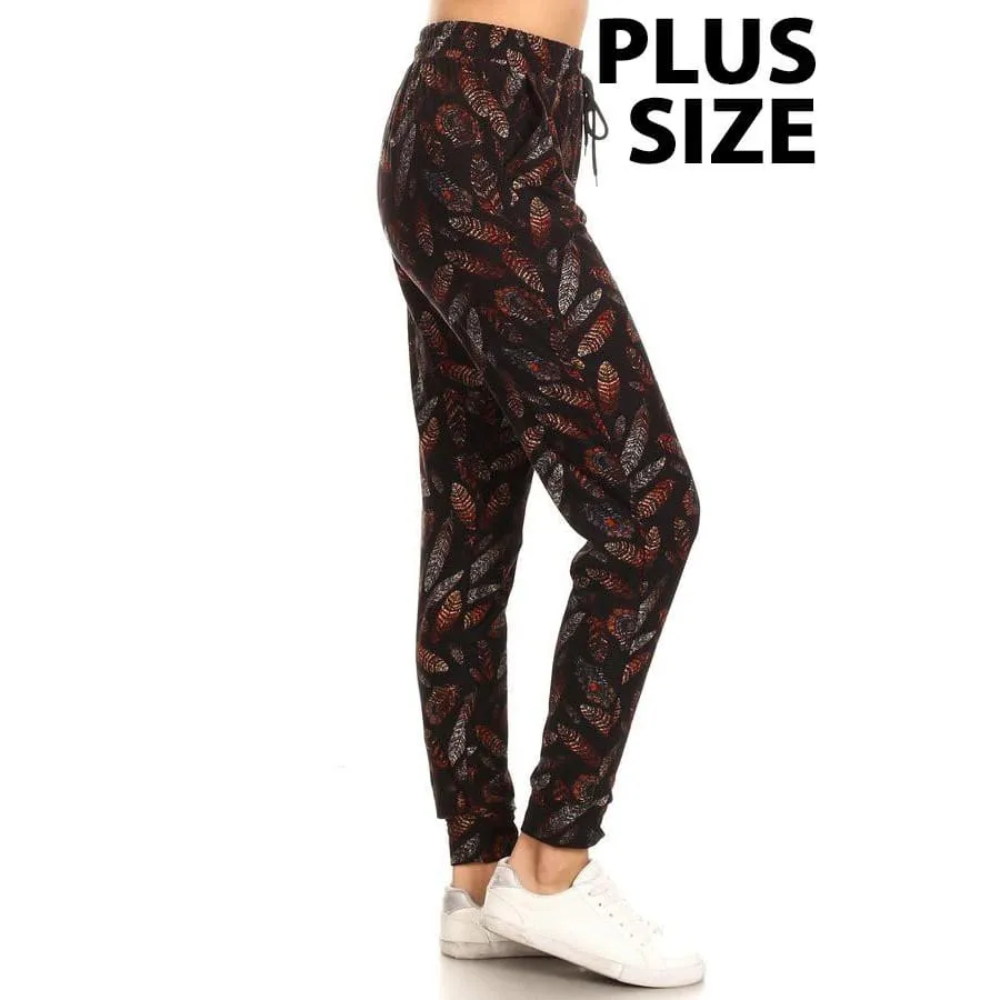 Buttery Soft Printed Joggers - Feathers