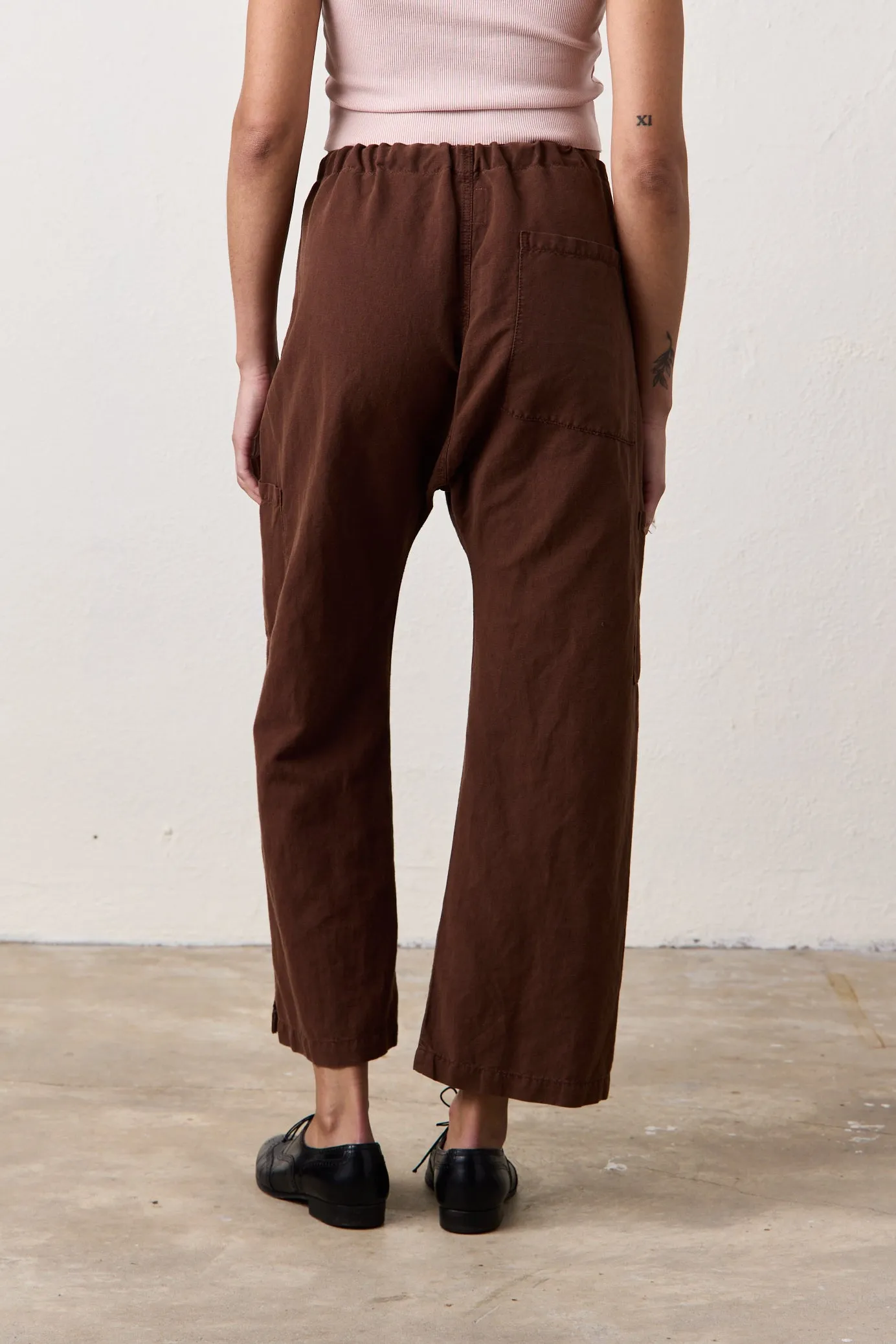 CARLSON LINEN CANVAS TIE PANT / BRINDLE