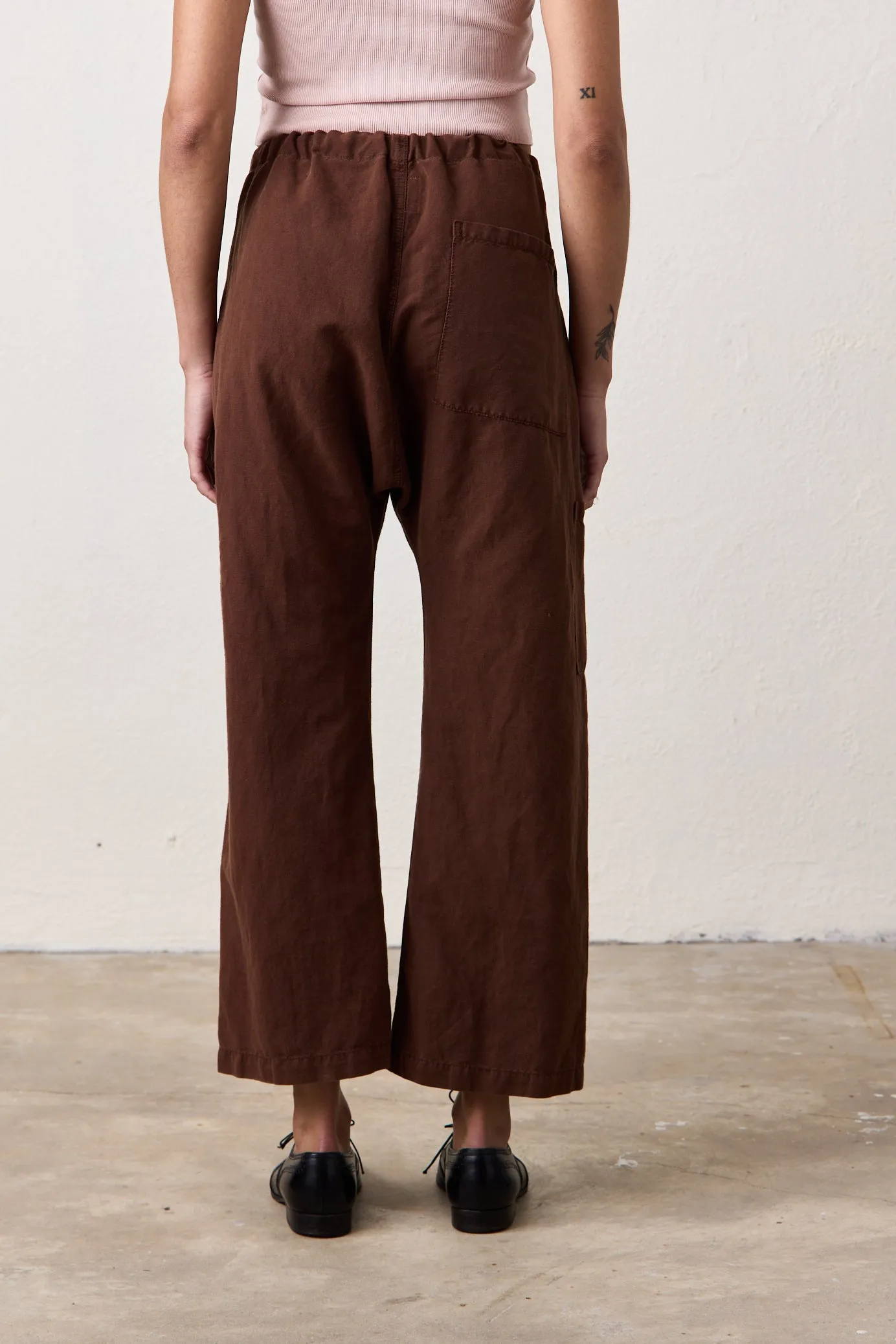 CARLSON LINEN CANVAS TIE PANT / BRINDLE