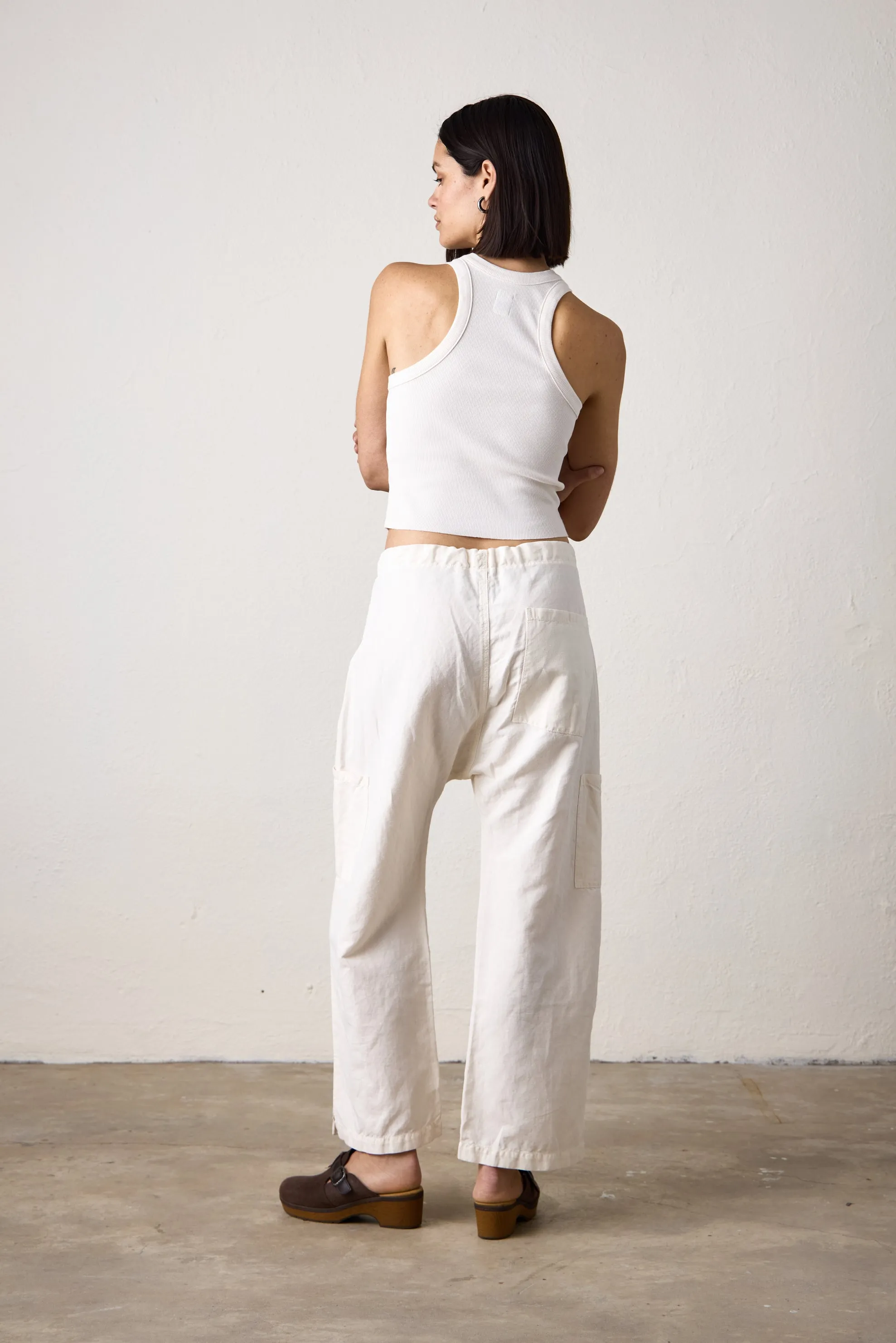 CARLSON LINEN CANVAS TIE PANT / IVORY