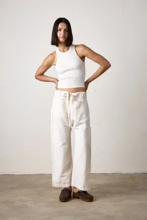 CARLSON LINEN CANVAS TIE PANT / IVORY