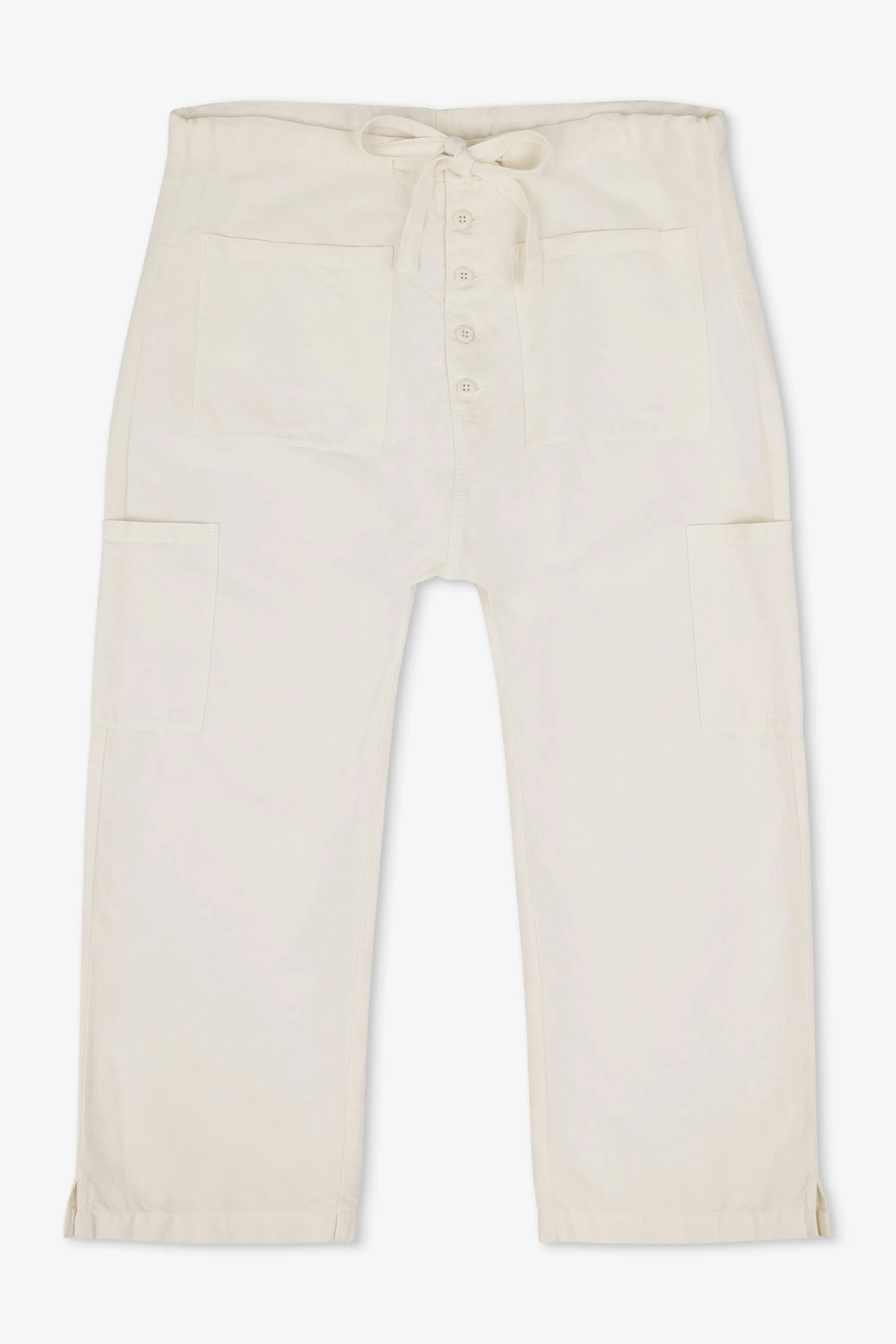 CARLSON LINEN CANVAS TIE PANT / IVORY