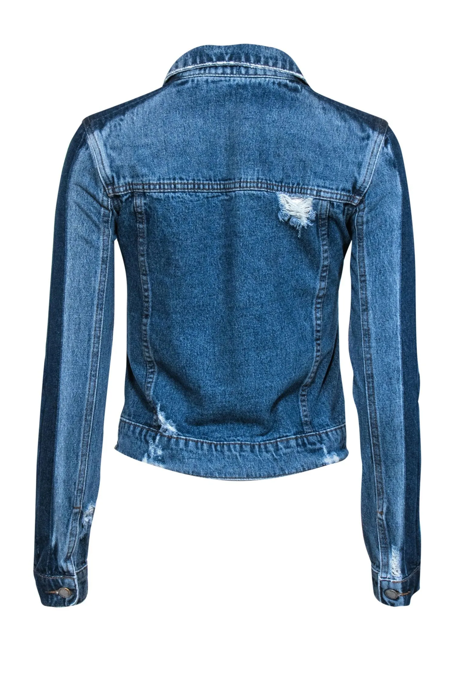 Carmar - Medium Wash Distressed Denim Jacket Sz XS