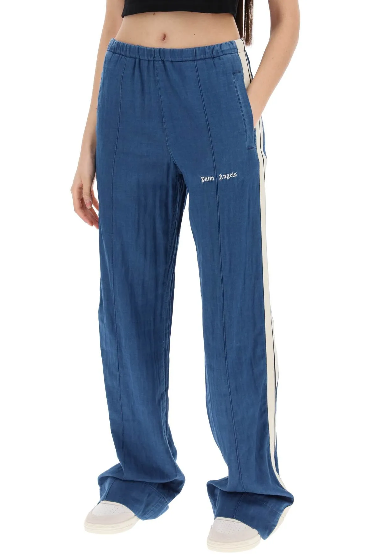 chambray joggers with side