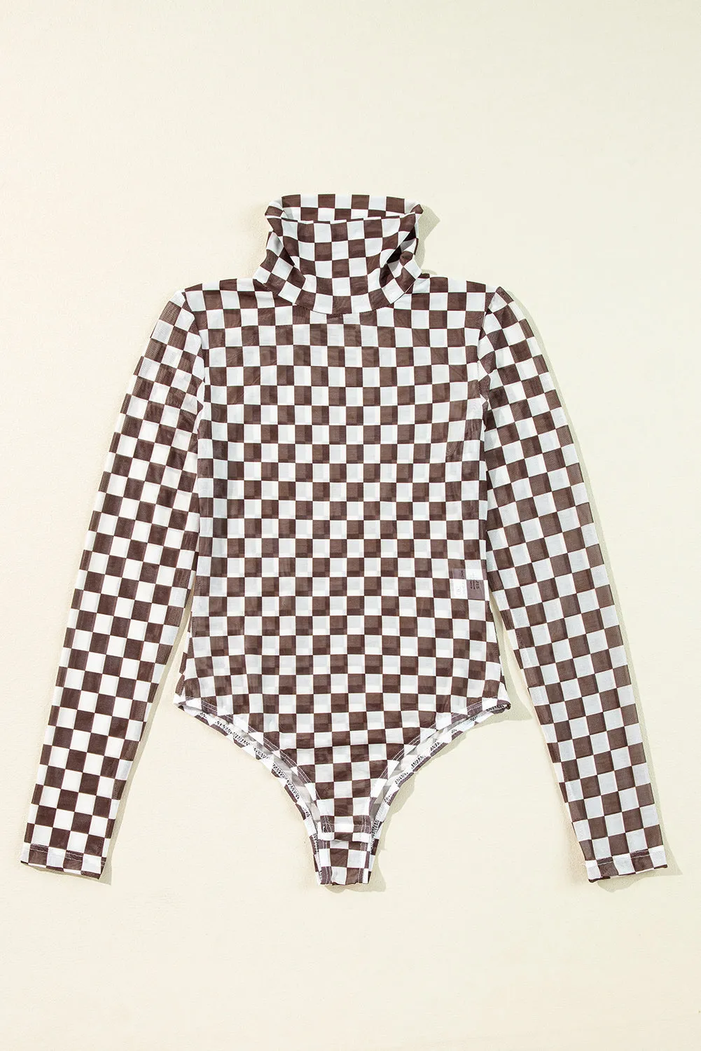 Checker Long Sleeve Turtleneck Bodysuit