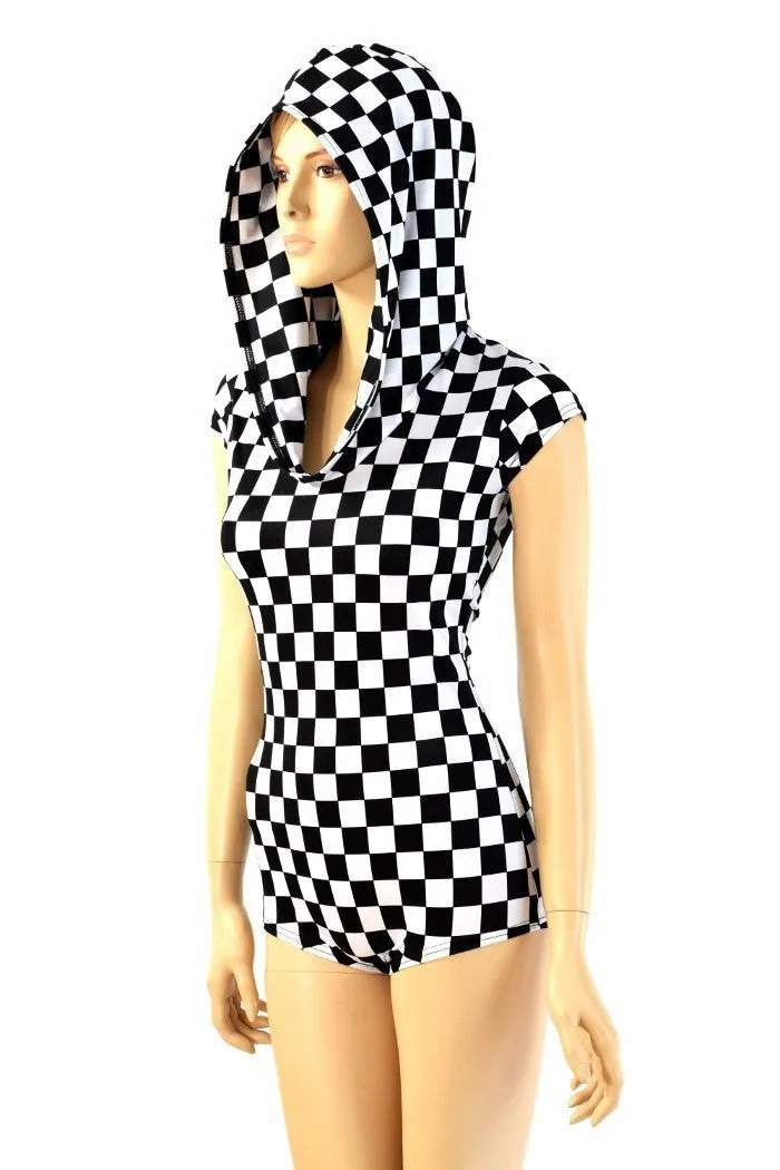 Checkered Hoodie Romper