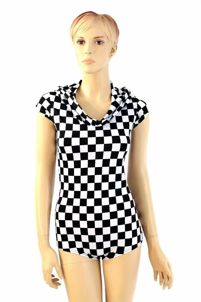 Checkered Hoodie Romper