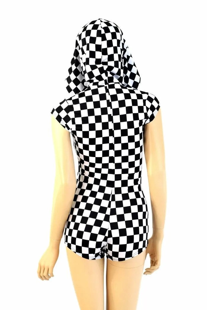 Checkered Hoodie Romper