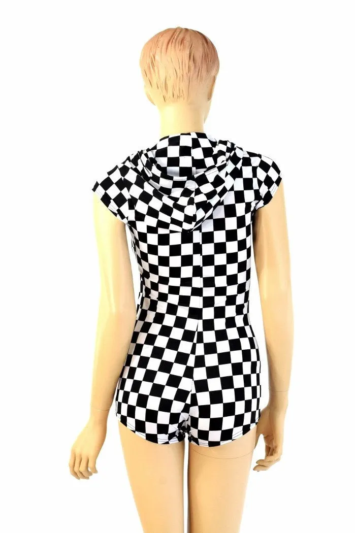 Checkered Hoodie Romper