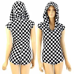 Checkered Hoodie Romper